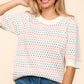 Haptics Vibrant Beauty Half Sleeve Multi Color Knit Top