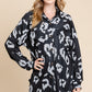 BOMBOM My Wild Spirit Animal Print Button Up Knit Shacket in Black