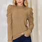 Basic Bae I'm Feeling Extra Ribbed Mock Neck Puff Sleeve T-Shirt