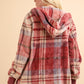 VERY J Where We Goin' Long Sleeve Hooded Jacket in Fuzzy Plaid