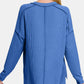 Zenana All About Details Texture Exposed Seam V-Neck Long Sleeve T-Shirt in Classic Blue