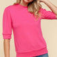 Haptics Feeling Hot Pink Lovin' Tied Back Mock Neck Half Sleeve Knit Top