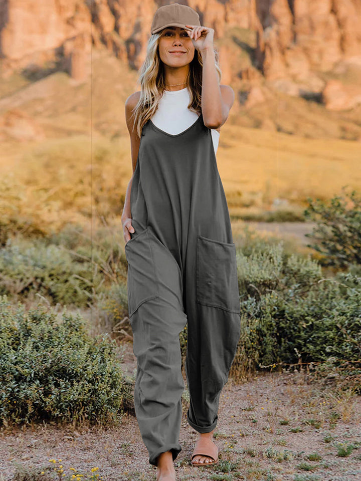 Double Take The Hot Shots Sleeveless V-Neck Pocketed Jumpsuit