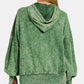 Zenana My Go To French Terry Acid Washed Zip-Up Hoodie with Pockets in Dark Green