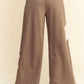 Davi & Dani Blushing Wild Flower Patch Elastic Waist Wide Leg Pants
