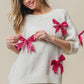 BiBi Wrapped in Sequins Bow Puff Sleeve Sweater