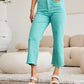 RFM Chloe Tummy Control High Waist Raw Hem Crop Jeans in Island Green