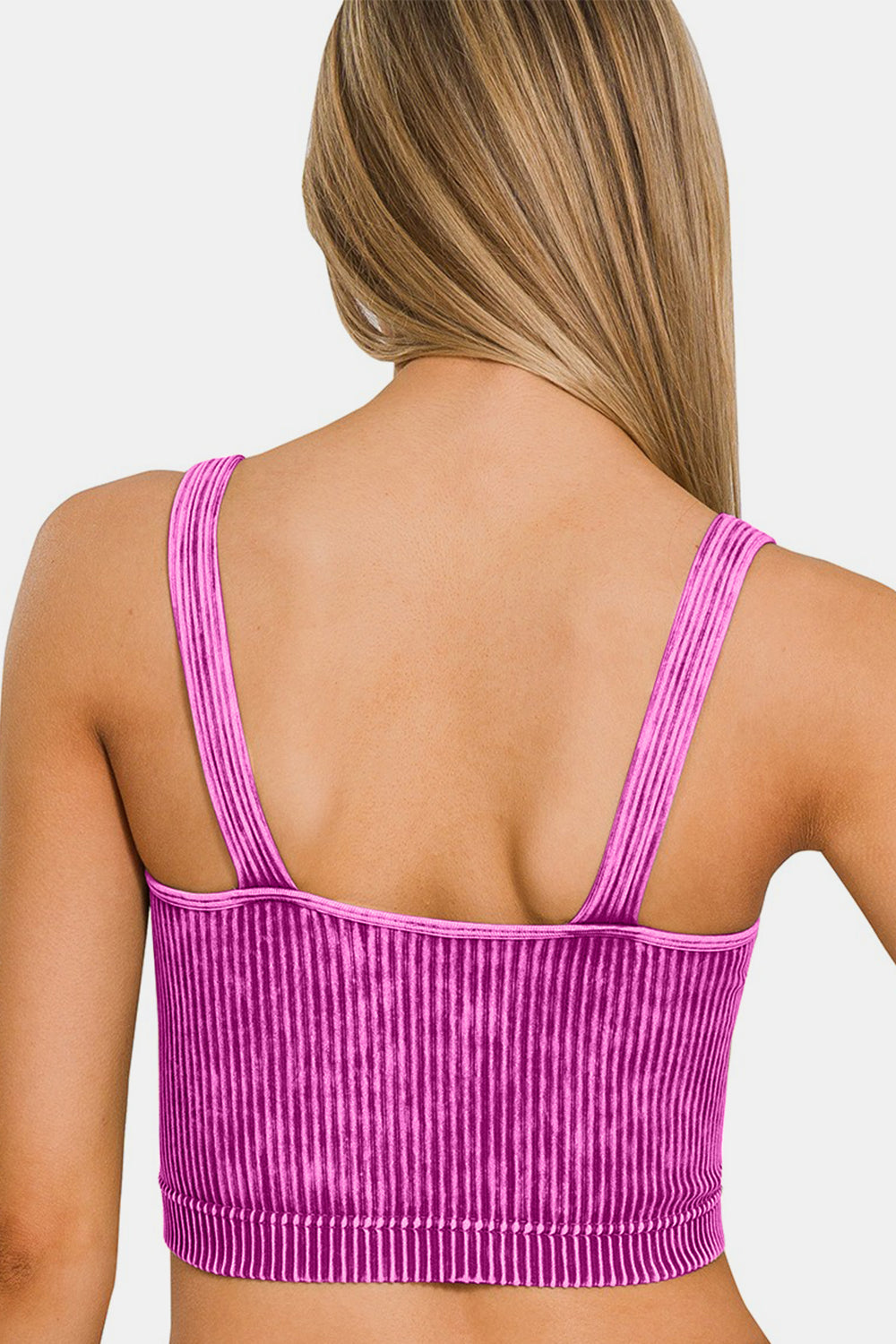 Zenana The Right Track Washed Ribbed Cropped V-Neck Tank in Light Plum