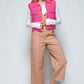 Snobbish Quilted and Cute Snap Down Quilted Crop Vest in Hot Pink