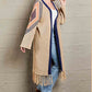 Angel Wings Fall, I'm Ready Geometric Fringe Hem Open Front Duster Cardigan