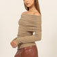 HYFVE Turn The Heat Up Fuzzy Off Shoulder Textured Knit Top