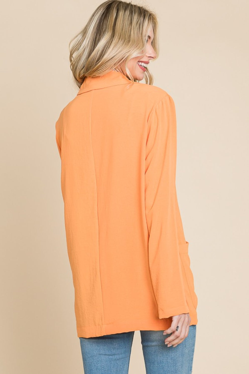 Culture Code Impressed One Button Long Sleeve Blazer with Pockets in Salmon