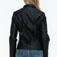 Snobbish Ready To Own The Night Faux Leather Zip Up Mock Neck Jacket in Black