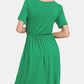 Zenana On The Right Track Surplice Short Sleeve Brushed DTY Dress in Green