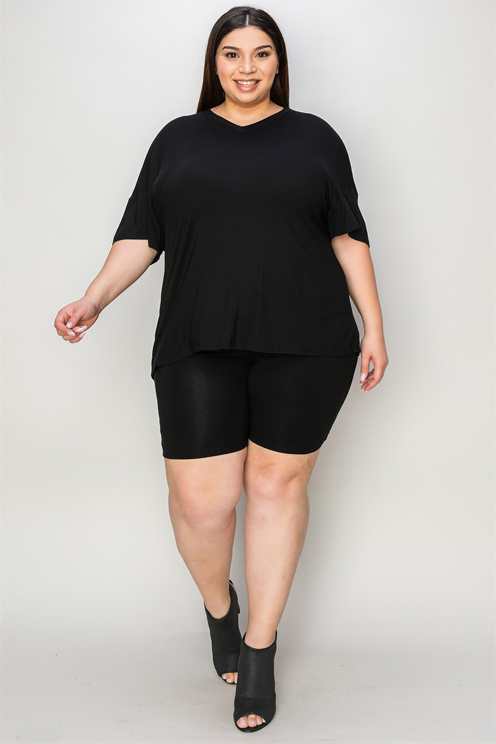 Basic Bae Slay The Day Bamboo V-Neck T-Shirt and Shorts Set