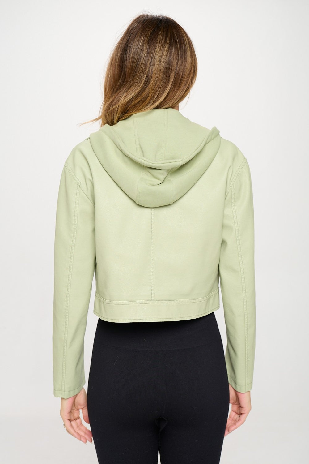 Coalition LA Vision Is Everything Snap Down Cropped Hooded Jacket in Mint