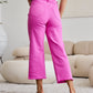 RFM Chloe Tummy Control High Waist Raw Hem Crop Jeans in Pink Rouge