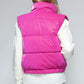 Snobbish Me and My Puffer Fine Fur Lining Quilted Vest in Hot Pink
