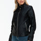 Snobbish Born To Ride PU Leather Biker Jacket with Side Zip Pockets in Black