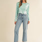 MABLE Bringing The Glitz Shoulder Padded Sequin Crop Top in Mint