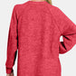 Zenana Mixed Emotions Brushed Melange Hacci High-Low Sweater in Strawberry