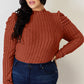 Basic Bae I'm Feeling Extra Ribbed Mock Neck Puff Sleeve T-Shirt