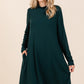 Mittoshop Ready To Go Mock Neck Long Sleeve Dress with Pockets in Hunter Green