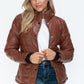 YMI Cozy Perfection Pocketed Zip Up Turtleneck Puffer Jacket in Brandy