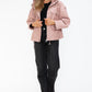 How Dare U My Favorite Layer Drawstring Hem PU Leather Zip Up Jacket in Mauve