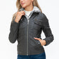 YMI Hooded and Happy Removable Faux Layered Multi-Pocket Jacket with Fuzzy Hood in Charcoal