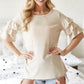 BiBi 143 Waffle Knit Layer Ruffled Sleeve Top