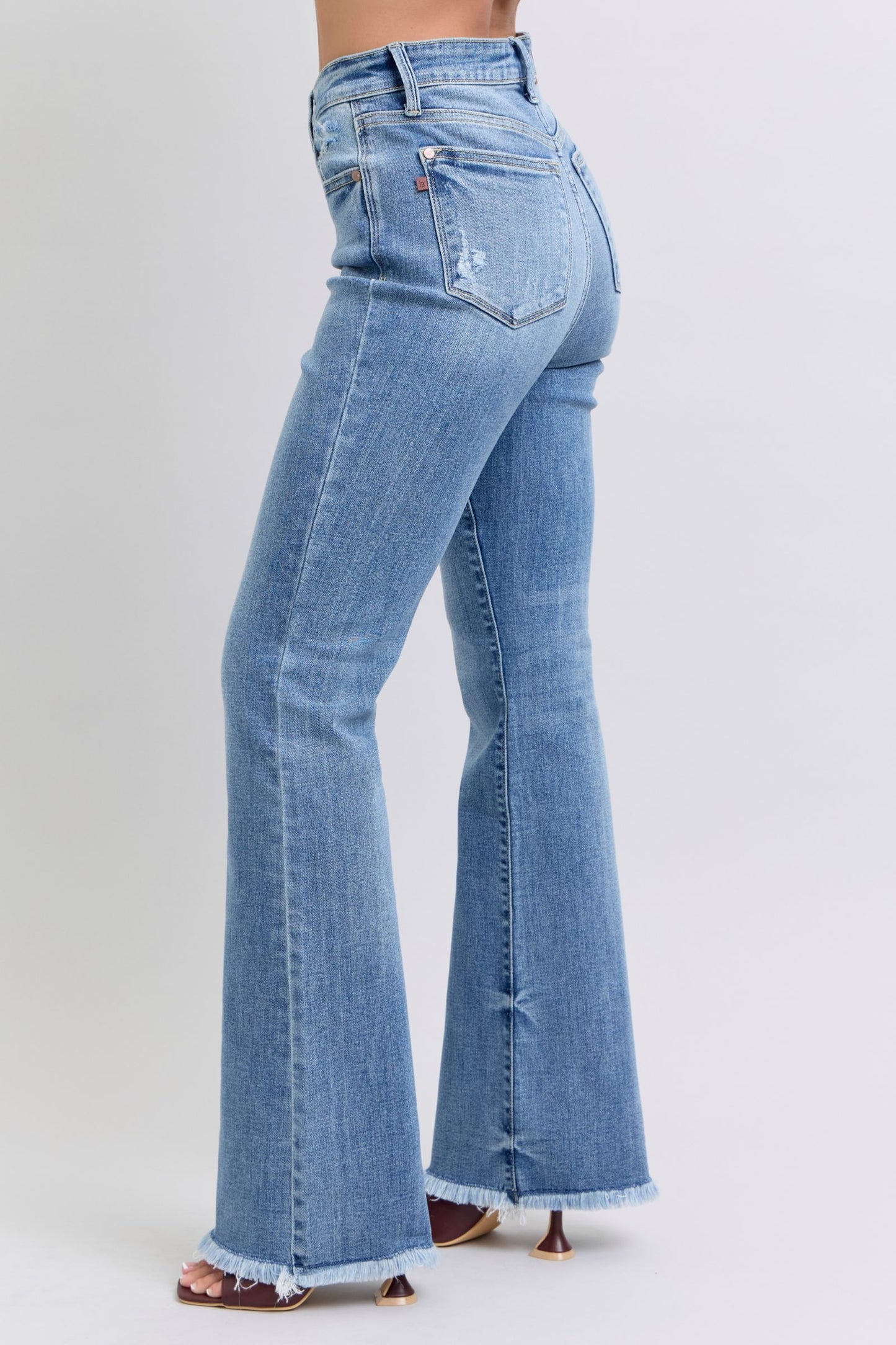 Judy Blue Tiffany Raw Hem High Rise Bootcut Jeans