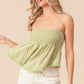 BiBi Already Famous Fringed Hem Smocked Cami in Sage