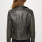 Coalition LA Classy With An Attitude Studded Classic Moto Faux Leather Jacket in Brown