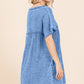 Culture Code Relaxed Babydoll Short Sleeve Babydoll Texture Dress with Pockets in New Dusty Blue