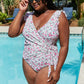 Marina West Swim Float On Ruffle Faux Wrap One-Piece in Roses Off-White