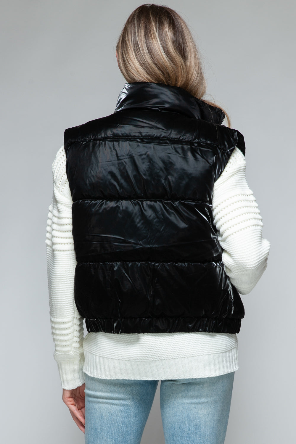 Snobbish Me and My Puffer Fine Fur Lining Quilted Vest in Black