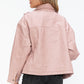 How Dare U My Favorite Layer Drawstring Hem PU Leather Zip Up Jacket in Mauve