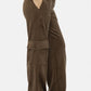 Mono B Leap Of Faith Elastic Waist Corduroy Cargo Pants in Olive Brown