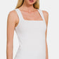 Zenana Chic Happens Square Neck Cropped Tank in White