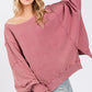 SAGE + FIG Warm Hearts Mineral Wash Side Slit Oversized Sweatshirt in Mulberry