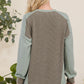 Celeste Painted Moments High-Low Contrast Round Neck Sweatshirt in Sage