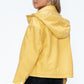 How Dare U My Favorite Layer Drawstring Hem PU Leather Zip Up Jacket in Pale Yellow