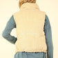 VERY J Fall Adventures Zip Up Padded Corduroy Puffer Vest in Cream