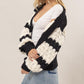 HYFVE Hugs and Kisses Scallop Striped Open Front Long Sleeve Sweater Cardigan
