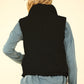 VERY J Fall Adventures Zip Up Padded Corduroy Puffer Vest in Black
