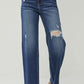 RISEN Caroline High Rise Distressed Wide Leg Jeans