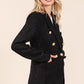 Mittoshop Dressed To Impress Plaid Texture Double-Breasted Long Sleeve Blazer