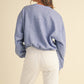 Mable Vintage in Malibu Letter Embroidery Crop Sweatshirt in Blue Purple