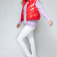 Snobbish A Quilted Touch Zip Up Turtleneck Shiny Quilted Vest in Red